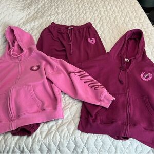 VS Pink bundle L maroon sweats, M maroon sweatshirt, M pink sweatshirt. New